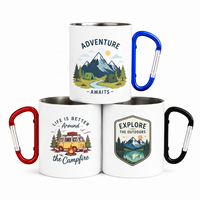Tasses de voyage personnalisées en acier inoxydable pour l'extérieur, à double paroi, par sublimation, souvenir, 10 OZ, avec mousqueton