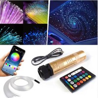 Kit de luces de techo de estrella de fibra óptica DC12V RGBW, aplicación inteligente, Control de sonido, motor LED para coche, luz de fibra óptica de cielo estrellado