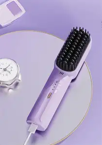 Sisir rambut lurus listrik portabel Mini, sisir rambut lurus nirkabel guna ganda kering dan basah Multi fungsi untuk rambut