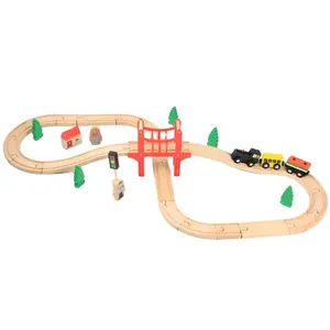 나무 트랙이있는 유아를위한 교육용 몬테소리 나무 기차 확장 가능한 변경 가능한 기차 장난감 세트 어린이를위한 나무 기차 세트