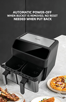 Friteuse à air double zone grande capacité en acier inoxydable, commande tactile intelligente, double panier, électrique, contrôlée par application pour cuisine domestique