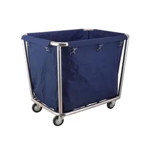 Hotel housekeeping rolling laundry baskets linen laundry trolley cart for laundry with wheels for hospital