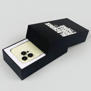 Phong Cách Mới Thời Trang Màu Đen Cứng Nhắc Hộp Giấy Điện Thoại Di Động & Máy Ảnh Bao Bì Đối Với Samsung/<span class=keywords><strong>Iphone</strong></span> Phong Cách Hộp Quà Tặng - Product Image 1