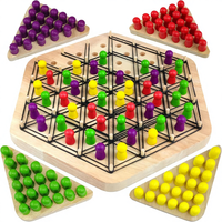 Jeu d'échecs triangulaire en bois - Jeu de société éducatif et amusant, jouet de bureau classique pour les fêtes