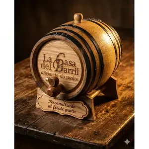Barril de Roble Blanco Ecológico de 5 Litros con Soporte de Madera para el Añejamiento del Vino, The Barrel House - Product Image 3
