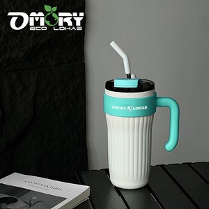 OMORY 316 American Style Handle Insulated Cup 860ML with Straw Handle Vacuum Insulated Car Cup - Product Image 2