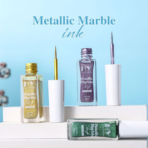 Encre à ongles effet marbre métallique 16 couleurs, séchage rapide à l'air LED UV, sans durcissement UV, écologique, pour nail art DIY, personnalisable OEM, sans HEMA, végétalien - Product Image 4