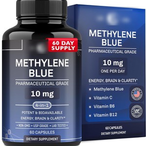 Cápsulas de Azul de Metilo con CoQ10, NAC, PQQ, Glicina y Vitamina C para la Memoria, la Respiración y el Crecimiento del Cabello - Suplemento Natural para Adultos - Product Image 1