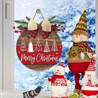Joyeux Noël Décoration de porte personnalisable style Art Déco en bois naturel pour porte d'entrée, idéale pour les fêtes de Noël et la maison de campagne