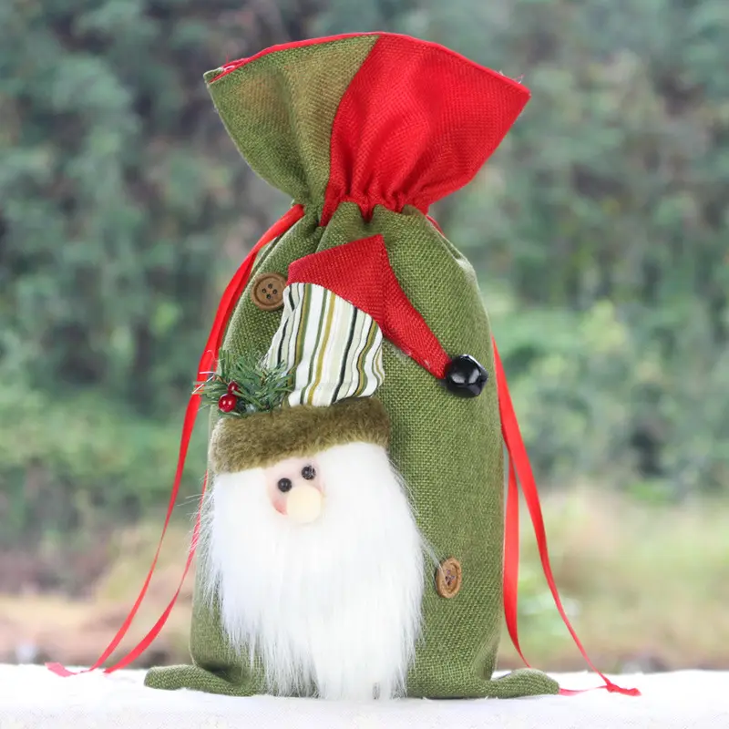 巾着小さなリネン環境に優しいギフトバッグクリスマス装飾品収納バッグ