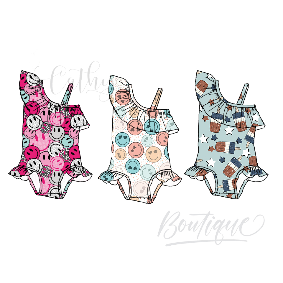 Qingli OEM, детский купальный костюм-бикини, летний Леопардовый лоскутный Цельный купальник с открытыми плечами