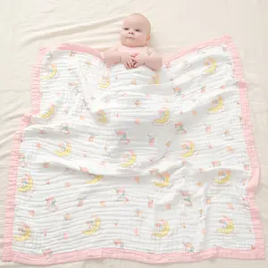 100% reine Bio-Baumwolle Gots 6 Layer Musselin Baby decken Baumwolle