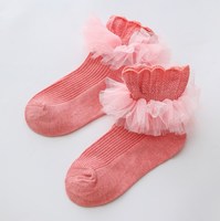 Chaussettes à volants pour bébé avec dentelle pour petites filles, grosses volants pour enfants, chaussettes blanches de danse princesse mignonne