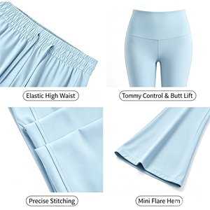 Pantaloni Yoga a Zampa d'Elefante in Seta Ghiaccio a Vita Media da Donna, Asciugatura Rapida, Protezione Solare, Elasticizzati, Casual Estivi per Allenamento - Product Image 6