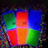 Cristaux plats de couleur vert pomme néon lumineux, cristaux de verre non thermocollants, strass fluorescents, art des ongles professionnel