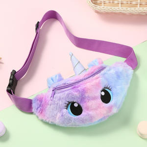 Cartoon Kinder Schüler Geschenke Süße Augen Stickerei Einhorn Weiche Fleece Plüsch Taillen tasche mit verstellbarem Riemen für Mädchen - Product Image 2