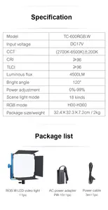 600RGB 50W Nicefoto Professional Wireless Flat RGB LED Video Lighting Studio Camera Photography Panel Lights