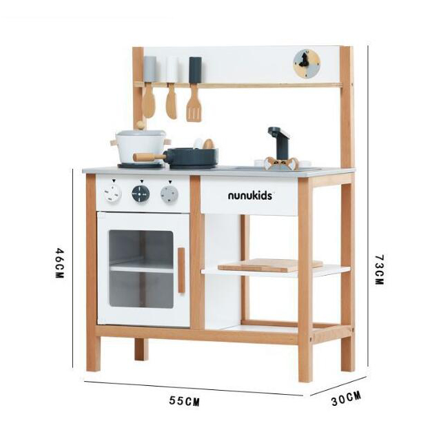 Newest Happy Children Girls Pretend Home Cooking Cabinet Kids Big Wooden Simulation Kitchen Toy Sets