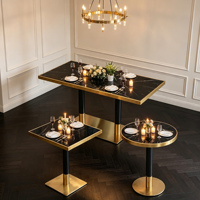 Luxuriöses Modernes Goldenes Edelstahl-Restaurantmöbel-Set, Pflegeleichter Esstisch für Café, Bistro, Bar und Restaurants