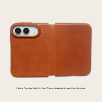 Étui de téléphone en cuir huilé premium pour Apple iPhone 18 Fold Duo, étui portefeuille à rabat, cuir de vachette véritable vintage avec fentes