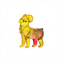 Ornement de Chèvre en Cristal Luxe Léger, Figurine Animale Colorée Effet Champagne Arc-en-ciel, Gravure Laser DIY, Objets de Collection pour Décoration de Table et d'Intérieur