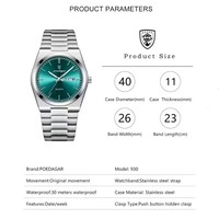 Montre Poedagar 930 Tendance à Quartz pour Hommes, Cadran Lumineux, Calendrier, Style Affaires et Mode, Bracelet en Acier Inoxydable de Luxe