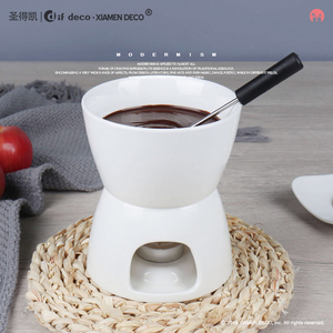 Réchaud à chocolat avec logo personnalisé, ensemble de <span class=keywords><strong>fondue</strong></span> japonais en céramique pour le fromage, les desserts et les bougies chauffantes - Product Image 3
