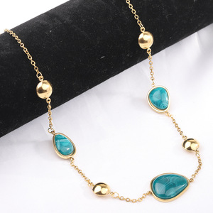Collier pendentif goutte d'eau en résine, serti de pierres bleues et blanches, bijou de mode pour soirée, origine Zhejiang - Product Image 5