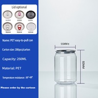 Bouteilles PET transparentes A8 en gros avec bouchon et brosse, disponibles en 250ml/330ml/500ml pour jus/soda, impression de logo personnalisé, couvercle en aluminium