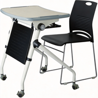 Bureau d'étude moderne en métal à hauteur réglable pour étudiants, avec tiroir pour ordinateur portable, crochet pour casque, ergonomique, bords arrondis, mobilier scolaire