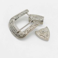 Ensemble de 3 boucles de ceinture en métal de luxe Western Hardware Mexico avec vis