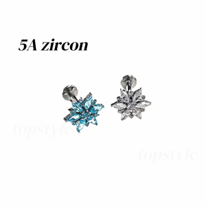 Topstyle Piercing Labret per Bambini in Titanio G23 ASTM F136 a Forma di Fiocco di Neve con Zirconia Cubica 5A, Gioiello per Piercing Orecchio Helix Tragus 16G, Lusso Delicato - Product Image 3