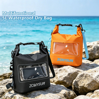 Sac étanche en PVC 5L avec logo personnalisé, sac de voyage imperméable IPX6, flottant, pour la plage, le rafting, le canoë, le stockage d'équipement de plein air
