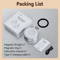 TELESIN lampu Ring swafoto ponsel magnetik, lampu pengisi Mini 3 mode dapat diisi ulang lipat 180 ° dengan cermin bawaan