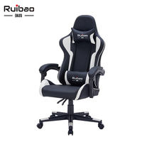 Fauteuil de jeu inclinable et pivotant ergonomique en similicuir PU avec éclairage RGB et accoudoirs articulés