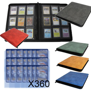 <span class=keywords><strong>Classeur</strong></span> de cartes à collectionner à 9 pochettes, grande capacité (360 cartes), pages intérieures fixes, design texture rétro, pour cartes Pokémon - Product Image 1