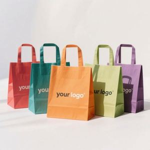 Sac de shopping en papier kraft de luxe personnalisé, écologique, durable, avec poignée en ruban, réutilisable, recyclable, promotionnel, pour supermarché - Product Image 1