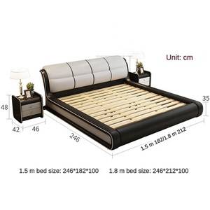 Hochwertiges Erwachsenen-Schlafzimmer <span class=keywords><strong>Queen</strong></span>-<span class=keywords><strong>Size</strong></span>-Bettgestell 1,8m Doppelbett Blaues Leder Modernes Luxuriöses Weiches Italienisches Bett Mit Stauraum - Product Image 5