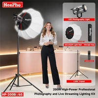 Kit d'éclairage pour photographie et diffusion en direct : Lumière LED vidéo haute puissance 200W + Trépied lumineux 2,8m + Boule de lumière douce profonde 65cm