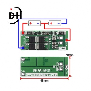แผงป้องกันแบตเตอรี่ลิเธียม 18650 แบบ 2 แถว 7.4V 8.4V พร้อมบอร์ด BMS กระแสสมดุล 20A มาตรฐาน ช่วยเพิ่มสมดุล - Product Image 2