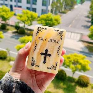 Estatuilla DE LA Santa <span class=keywords><strong>Biblia</strong></span> de Jade amarillo Natural, adorno de piedra <span class=keywords><strong>en</strong></span> bruto pulido <span class=keywords><strong>en</strong></span> forma de libro, decoración del hogar, otras artesanías de cristal - Product Image 6