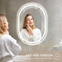 Miroir de salle de bain ovale à LED Bluetooth, miroir mural rétroéclairé avec fonction anti-buée, 3 modes d'éclairage