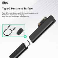 Câble adaptateur Type-C mâle vers femelle 15V 4A 100W avec gaine tressée en nylon pour Microsoft Surface, iOS et ordinateur, charge rapide