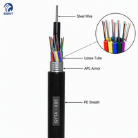 Kabel Serat Optik Berlapis Baja Wanbao GYTA 2-288 Core Tahan Air Luar Ruangan dengan Kawat Baja, Selubung APL PE, untuk Saluran Udara dan Pemasangan Langsung ke Tanah