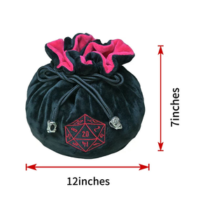 Sac à dés personnalisé pour Donjons et Dragons, assortiment de dés, cadeau, <span class=keywords><strong>RPG</strong></span>, logo D20, pochette en velours à cordon, paquet de dés DnN avec broderie couleur - Product Image 6