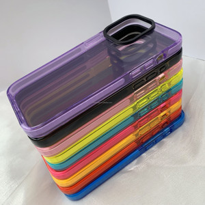 Étui de protection contre les chocs en TPU TPE, logo personnalisé, cadre d'appareil photo noir pour <span class=keywords><strong>iPhone</strong></span>, étui de téléphone transparent fluorescent néon pour Samsung - Product Image 2