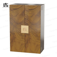 Boîte à vin en bois artisanale haut de gamme, écologique, à double porte, avec tiroirs, logo personnalisable, protection et rangement, ustensiles inclus