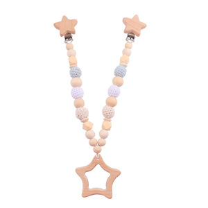 Clip de <span class=keywords><strong>cochecito</strong></span> de madera para bebé, cadena con Clip para chupete, colgante de <span class=keywords><strong>cochecito</strong></span> móvil, pulsera de cuentas de silicona, juguete sonajero - Product Image 6