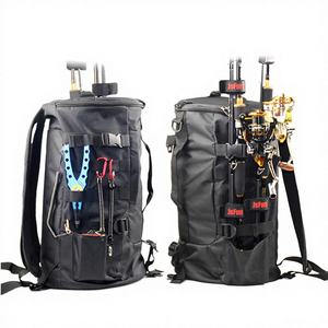 Sac à dos de pêche cylindrique imperméable en toile, portable, à double bandoulière, capacité 50L - Product Image 4