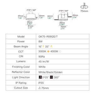 XRZLux 8 Вт Встраиваемый светодиодный потолочный светильник, алюминиевый регулируемый светильник с регулируемой яркостью, двойное точечное освещение, Современная Сертификация DC24V - Product Image 5